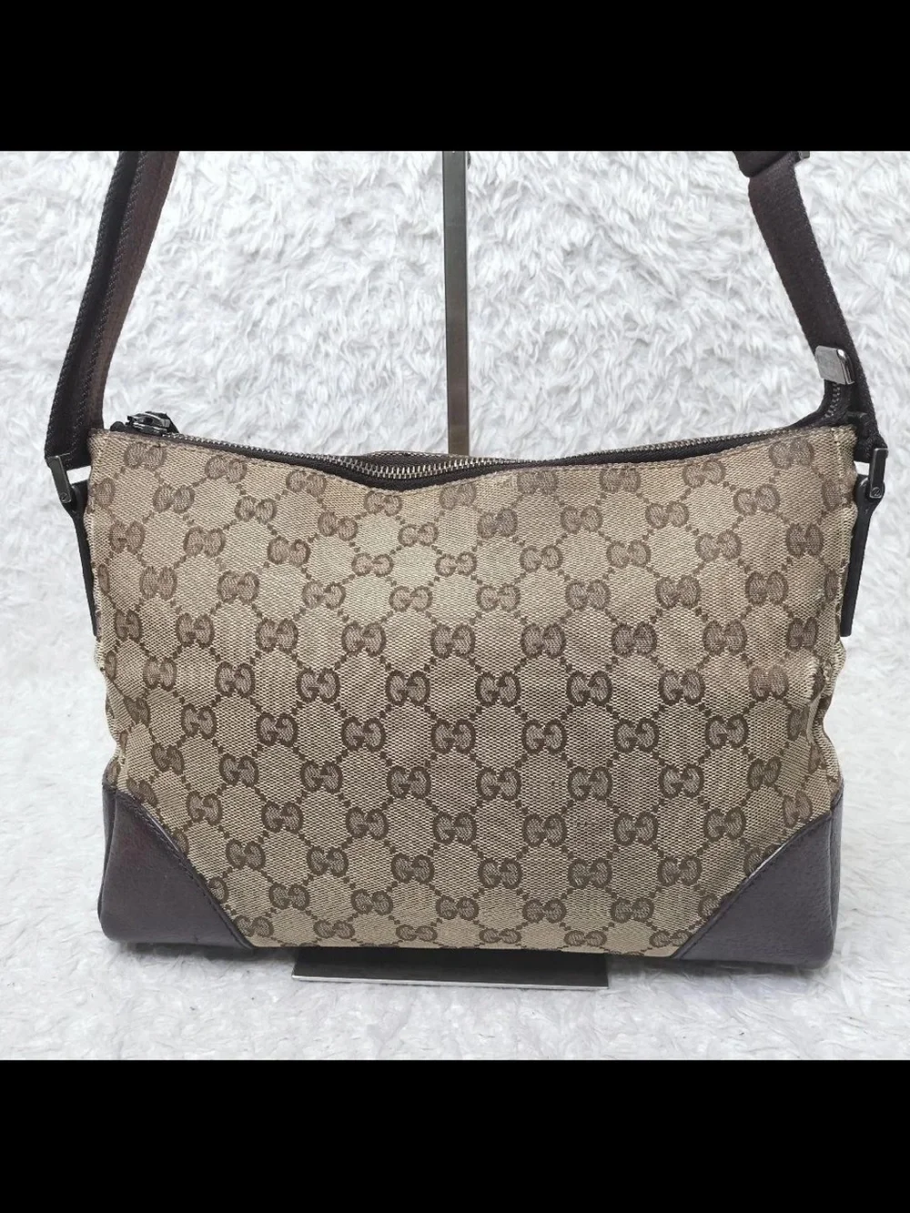 Gucci Beige and Brown GG Canvas Shoulder Bag